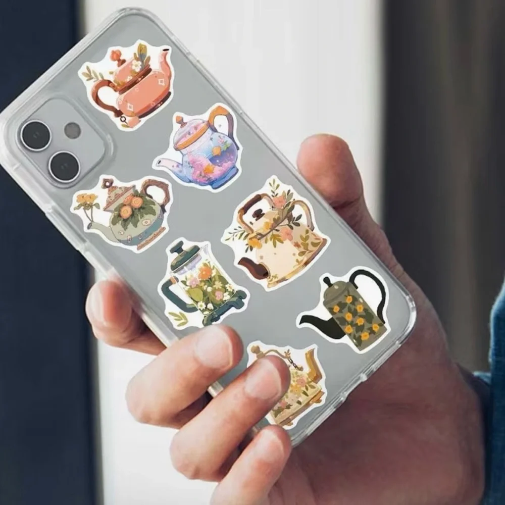 50 Teapot Stickers Coffee Pot Pitcher Flowers Floral - Picture 10 of 10